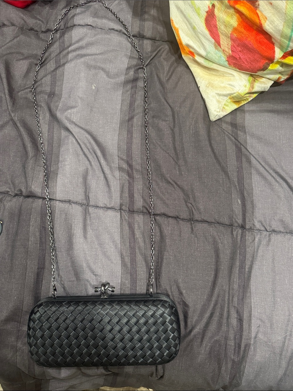 Black Woven Crossbody Clutch Bag - Women